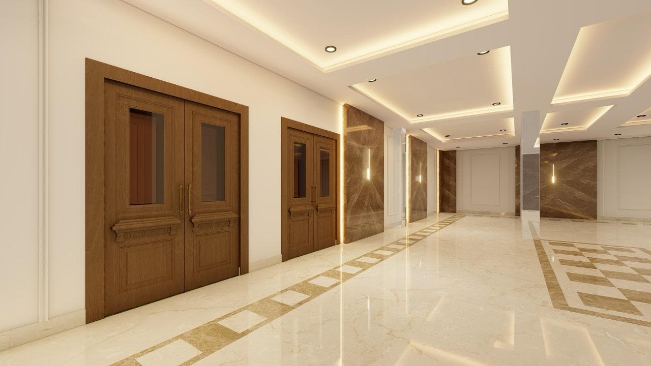 Glass columns along the Palasa lobby