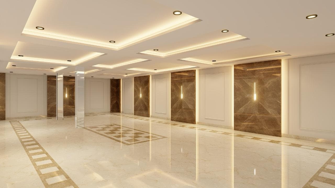 The marble entrance corridor at Palasa